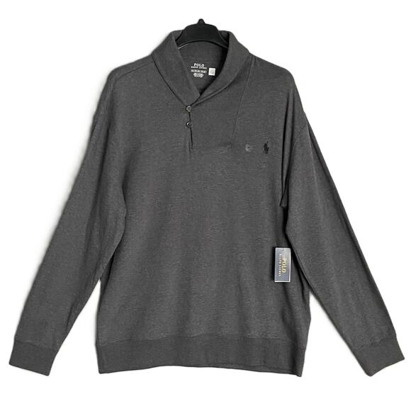 Polo Ralph Lauren Men's XLT Big & Tall Jersey Shawl Collar Pullover Gray NEW - Picture 1 of 10